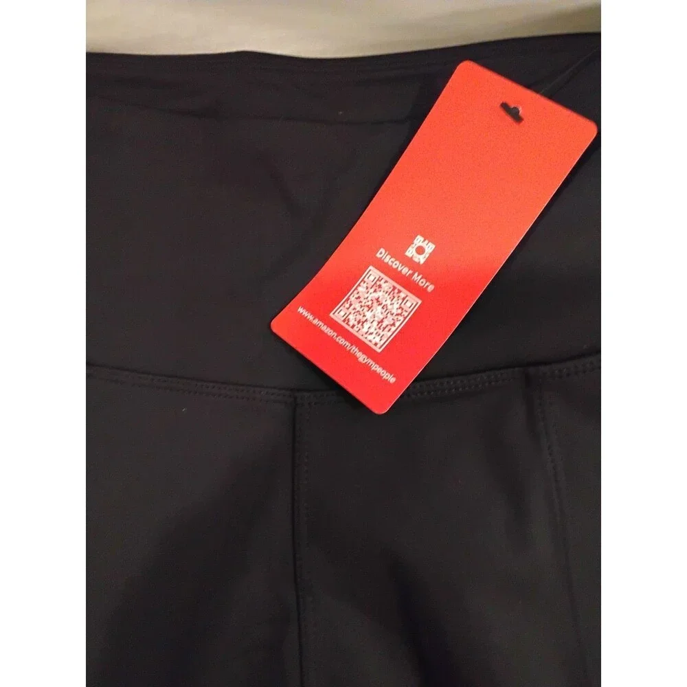 The Gym People Thick High Waist Black Yoga Pants with Pockets New Small
